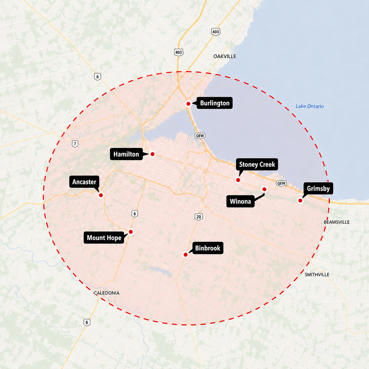 Arsenault Mobile Mechanic service area across Hamilton and nearby communities